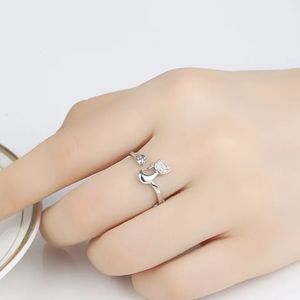NEW Cat Adjustable Ring 18k White Gold Plated